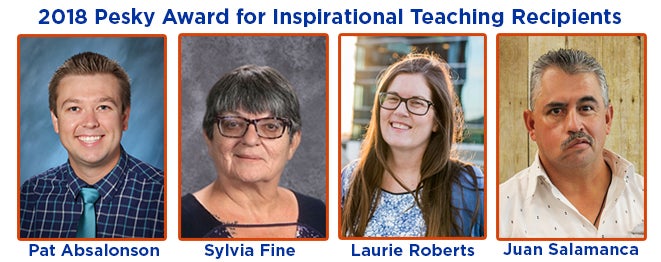 2018 Pesky Award for Inspirational Teaching Recipients photos, description on page
