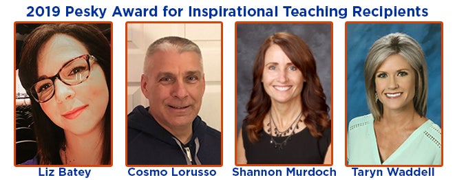 2019 Pesky Award for Inspirational Teaching Recipient photos, description on page
