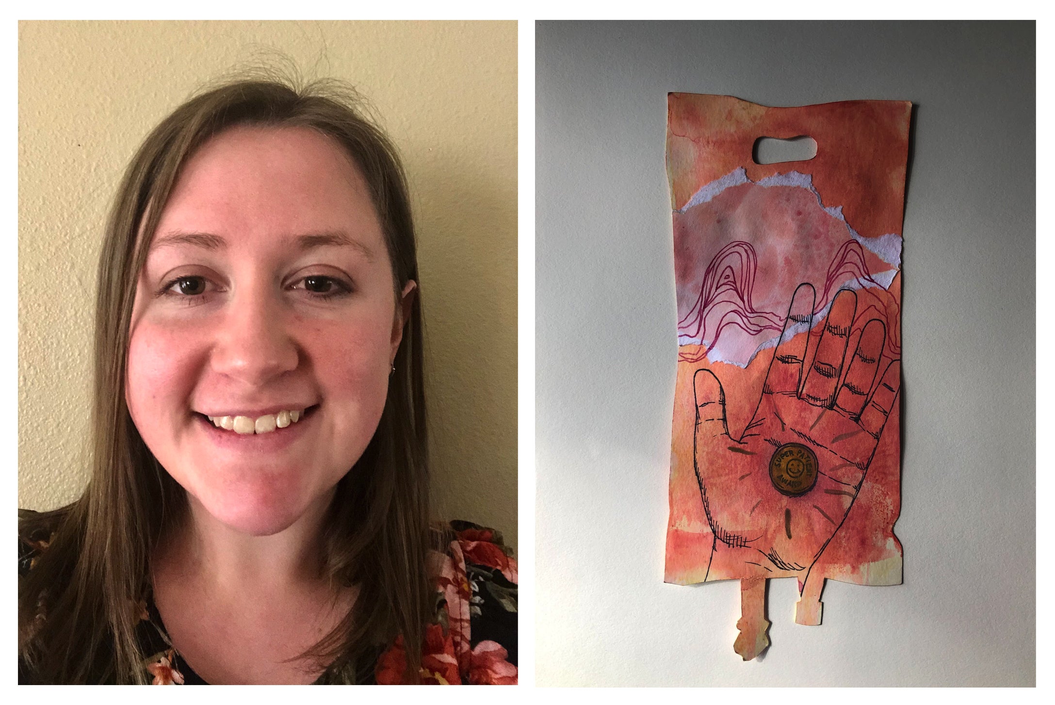 Miranda Stansberry and her art work Doxorubicin (detail of page)
