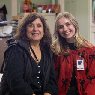 Teri Weisensel and Maddie Heaton in Boise High School classroom