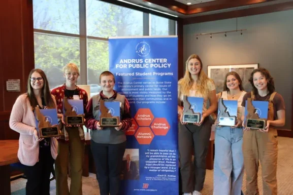 Andrus Scholars holding their awards. 