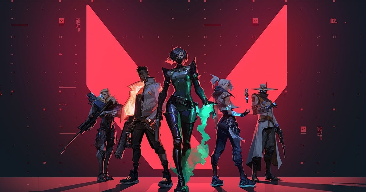 Five gaming avatars pose in a V. 