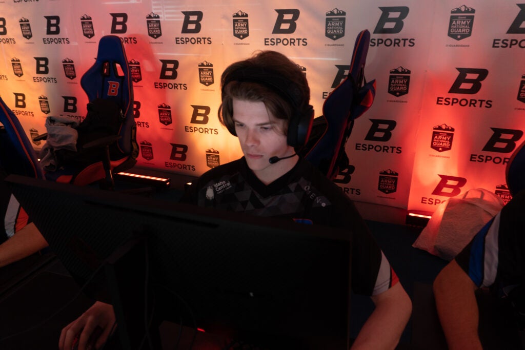 Boise State Valorant team member competes in the Boise State Esports Arena.
