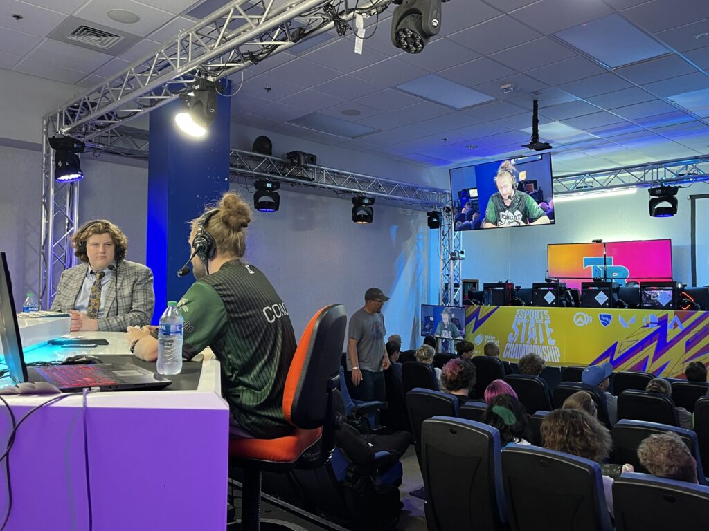 A photo of live game of Smash Bros at the Boise State Esports Arena