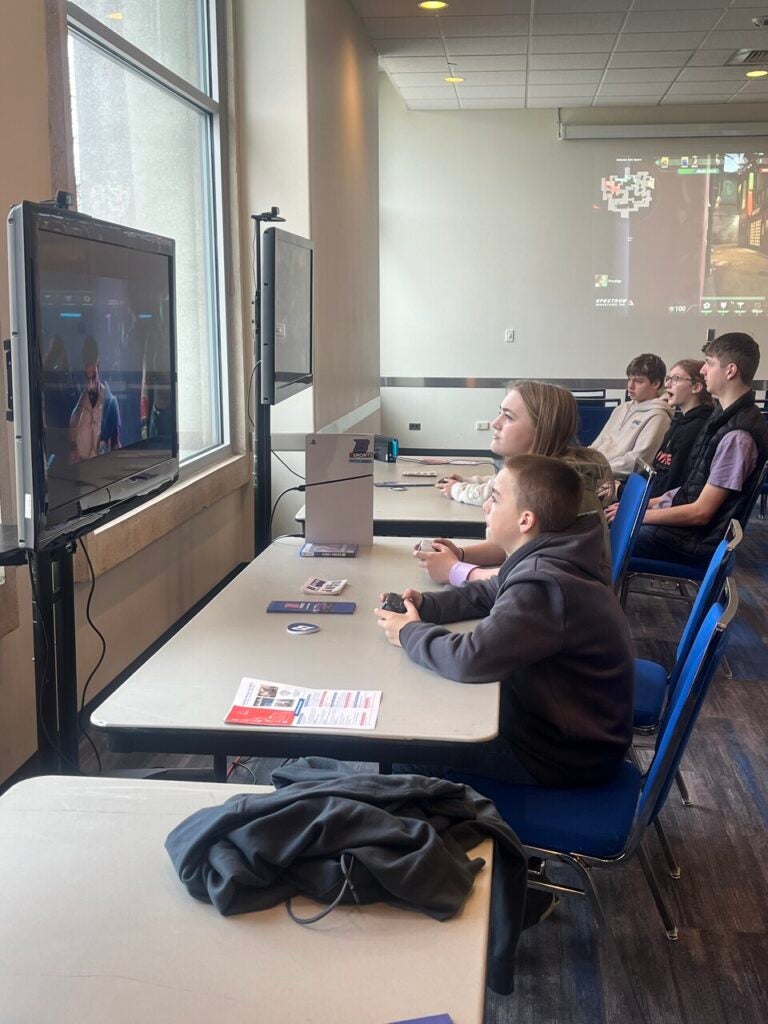 Attendees enjoy playing video games at the Boise State Esports Drop In Gaming Space