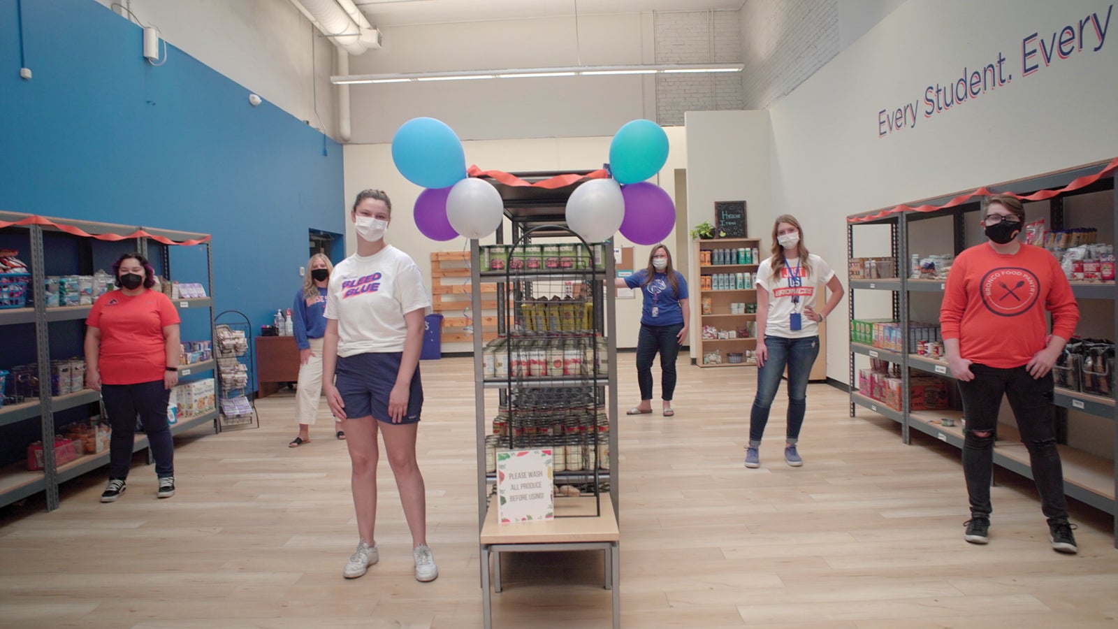 students at the campus food pantry