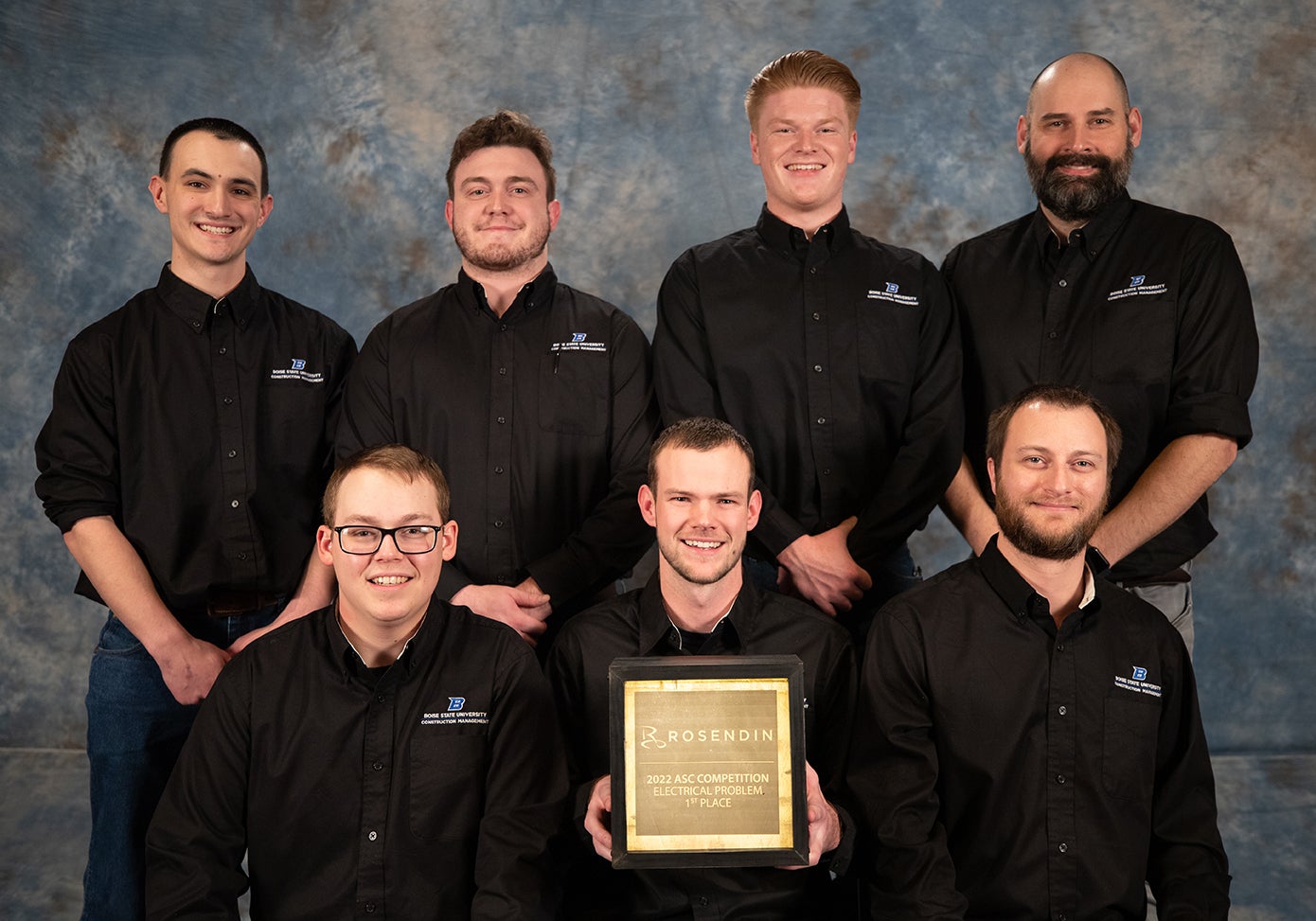 2022 Boise State University 1st Place Electrical Team members are: Jason Clevenger (Team Captain), Nick Schultz, Gerret Robbins, Jared Allen, Parker Watkins, Phillip Roemer, Reese Wells, Alternate; and Alexa Bublitz, Alternate.