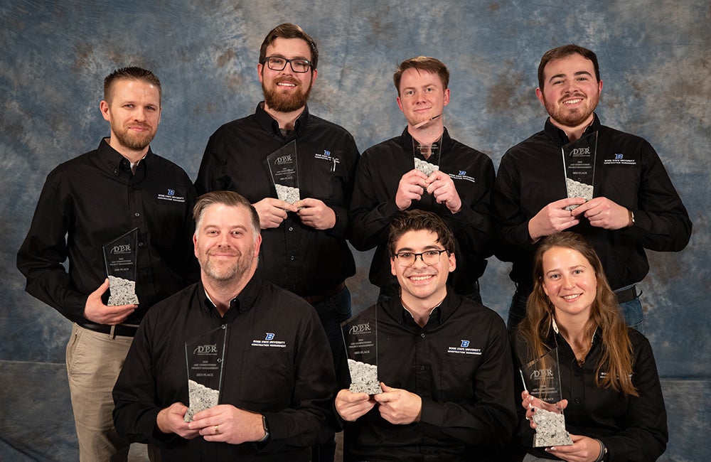 2022 Boise State University 3rd Place Project Management Team members are: Matt Vitrano (Team Captain), Bryan Smith, Brian Bermingham, Dylan Johnson, Josh Alstrom, Jordan Endebrock, and Julian Torres, Alternate.