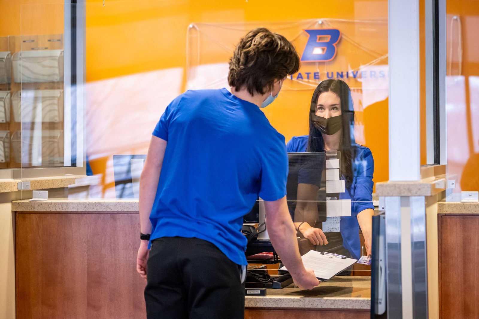 Student checks in at Health Services