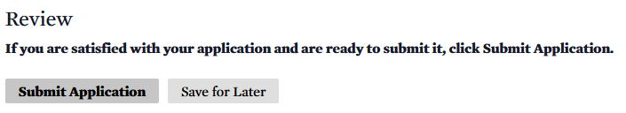 screenshot Graduate application submit button