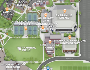 Open Boise State Maps to view Bronco Gym