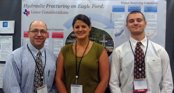 Environmental-Challenge-National-Competition “Frac-Safe Consulting” and Boise State students Tim Burke, Kim Gallagher and Dinko Miljkovic.