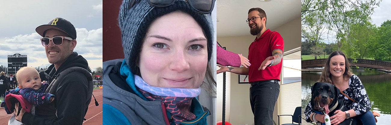 Kinesiology Alumni: Jake Stout, Kim Dahm, Austin Adams and Erica Korbel