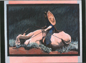 Painting of Farmer in Rice Field