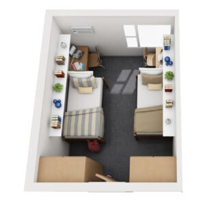 a/b wing double floor plan, see room dimensions table for additional details