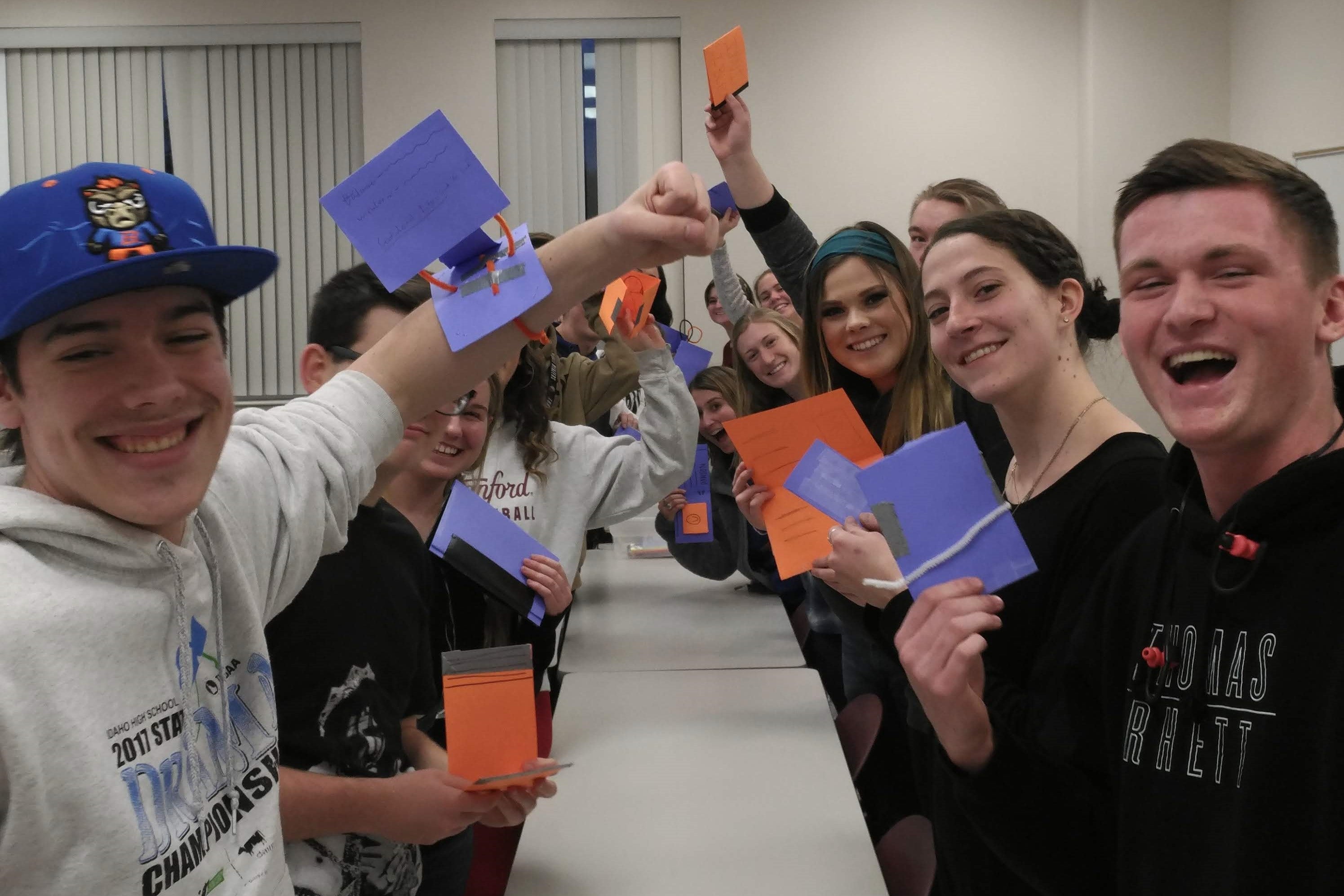 Group of students cheering