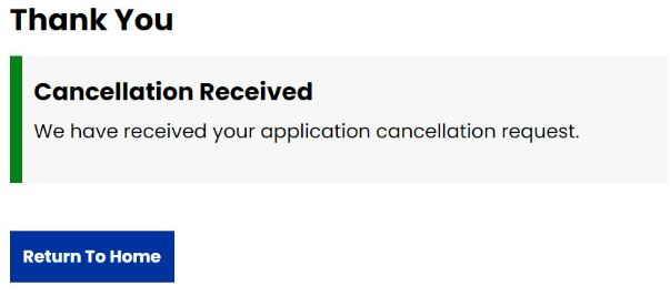 screenshot of cancellation verification