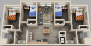 Single - 4 Bedroom with Kitchen floor plan