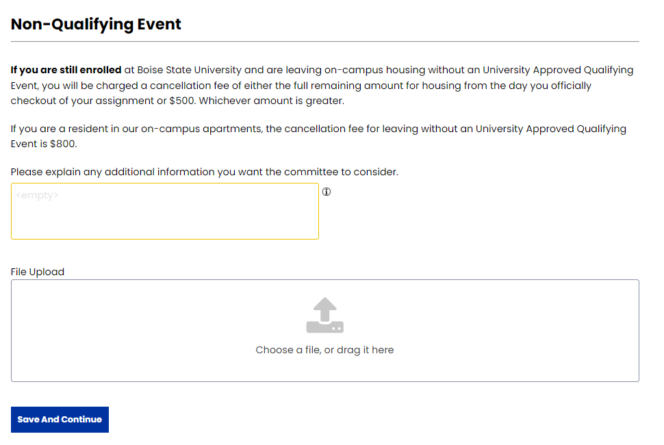 non qualifying event screenshot