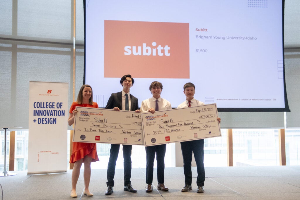 Nick Hepworth, Jaehyun Kim, and Aoi Kurik of Subitt, accepting awards