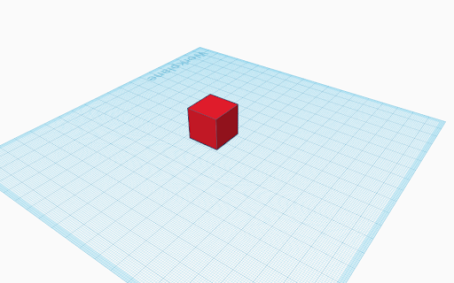 zoomed out diagonal view of cube in workplane