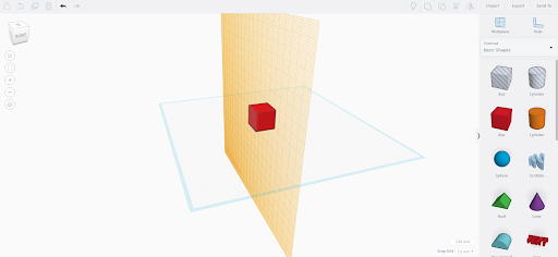 Workplane with cube rotated now oriented vertically