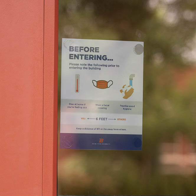 Poster on window