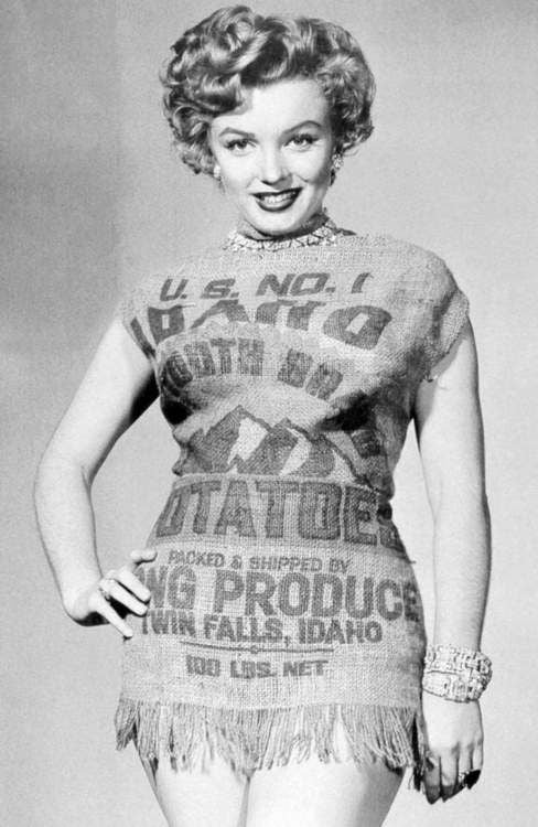 Marilyn Monroe wearing a potato sack
