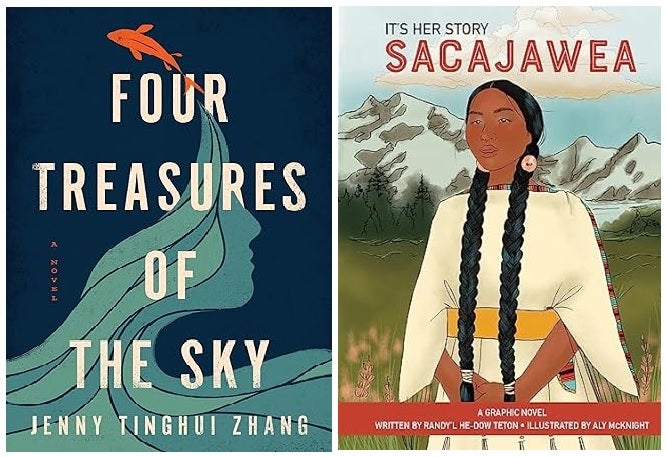 Four Treasure of the Sky and Its Her Story: Sacajawea book covers