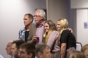 Lonny Ashworth and his three children at the Respiratory Care Alumni and Friends Celebration.