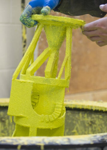 Student working with model