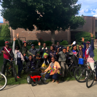 A cohort of African fellows pose on the Boise State campus.