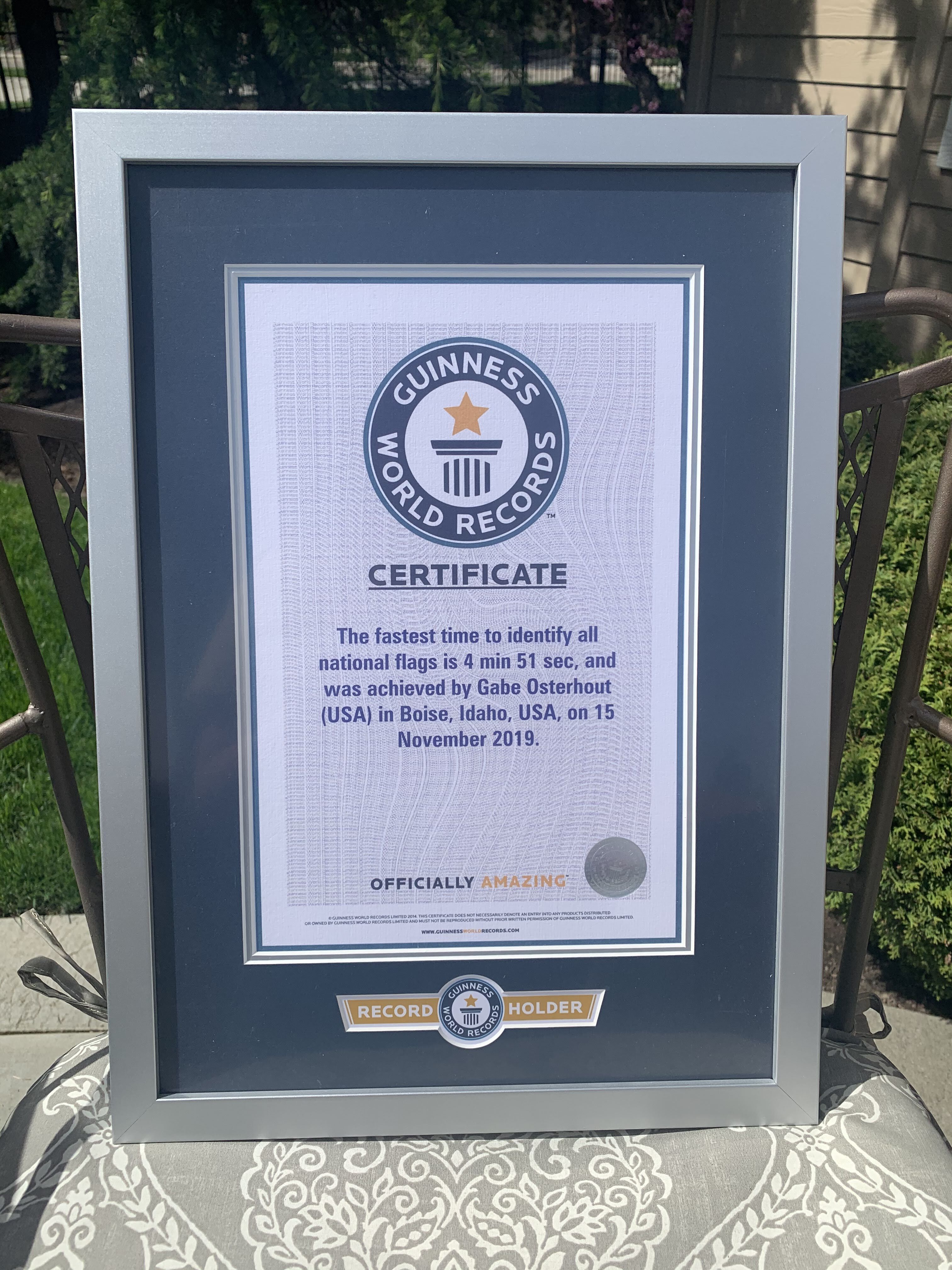 world record certificate