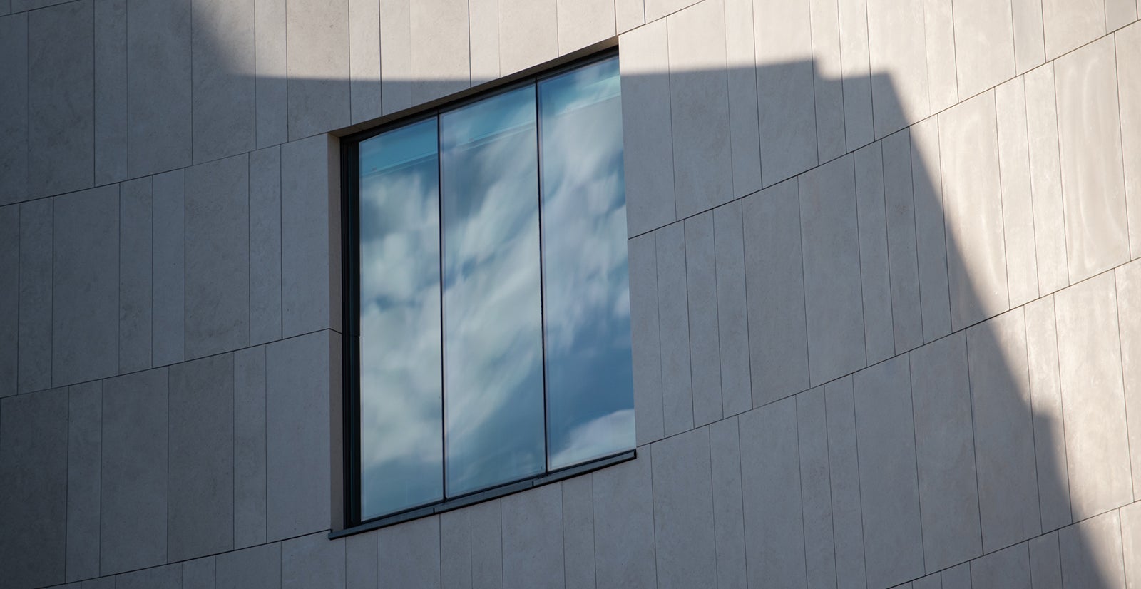 Exterior view of a campus building window.