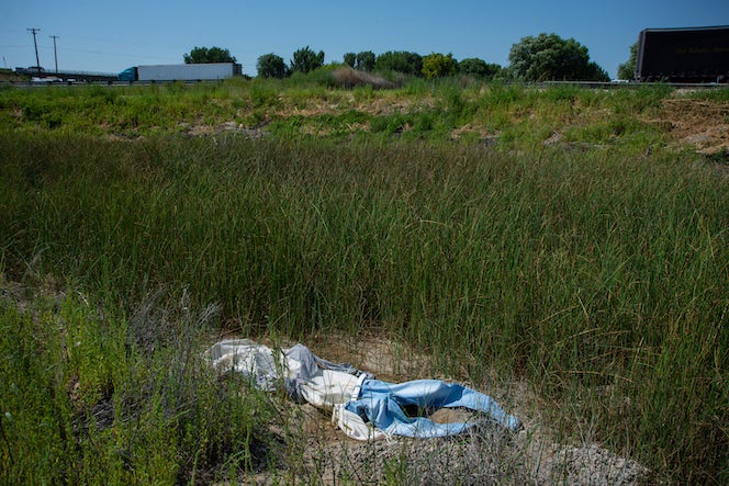 A memorial for Jane Doe along a ditch near I-90 Sheridan, WY. 