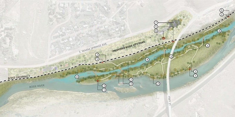 Rendering for the side channel restoration project at the Diane Moore Nature Center.