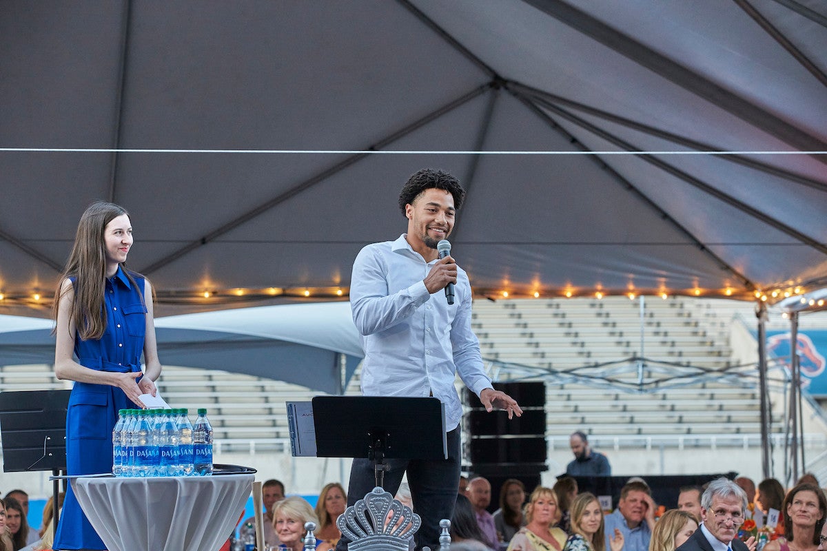 Scholarship recipients speak at the gala