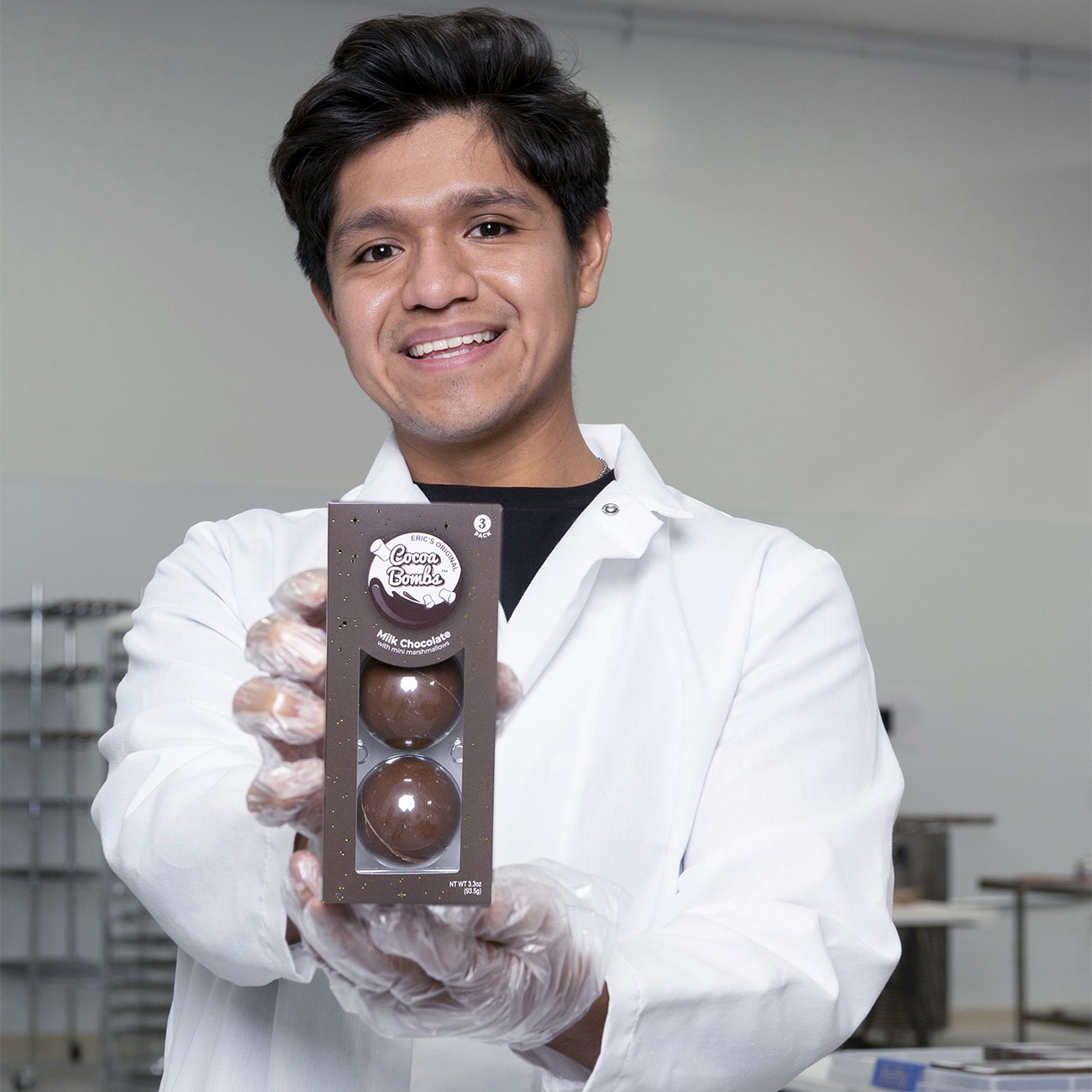 Eric holding cocoa bombs