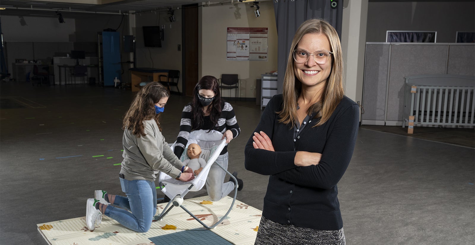 researchers in baby sleep lab