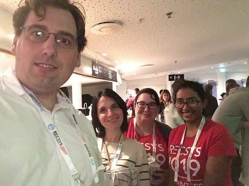 selfie of Michael Ekstrand, Sole Pera nad student at a conference