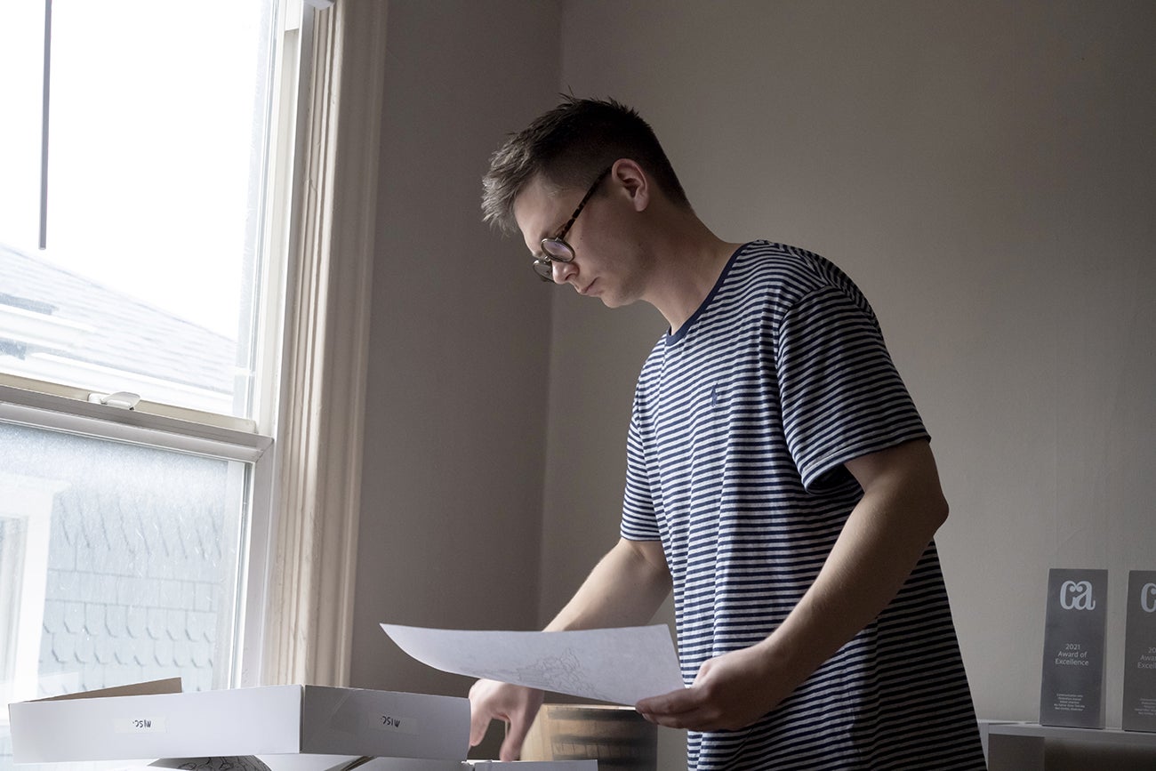 Ben Konkol working in his home studio