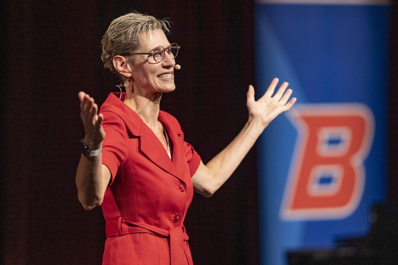 Dr. Marlene Tromp giving 2022 State of University address