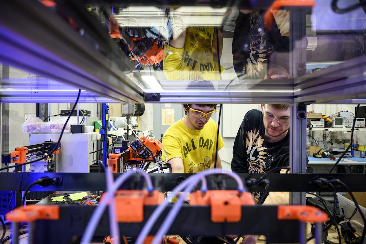students work on project
