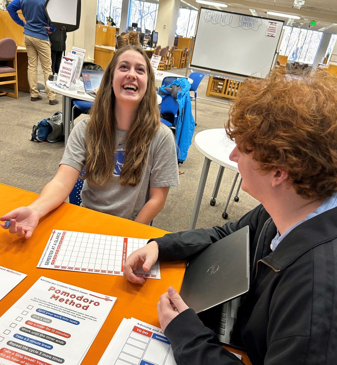 Students engaging at the Bronco Learning Commons