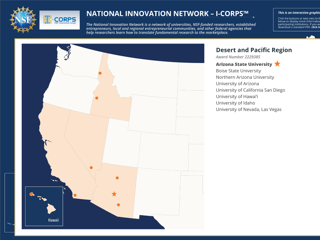 NSF I-Corps Desert pacific region locations