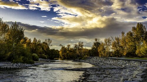 Boise River at sunset