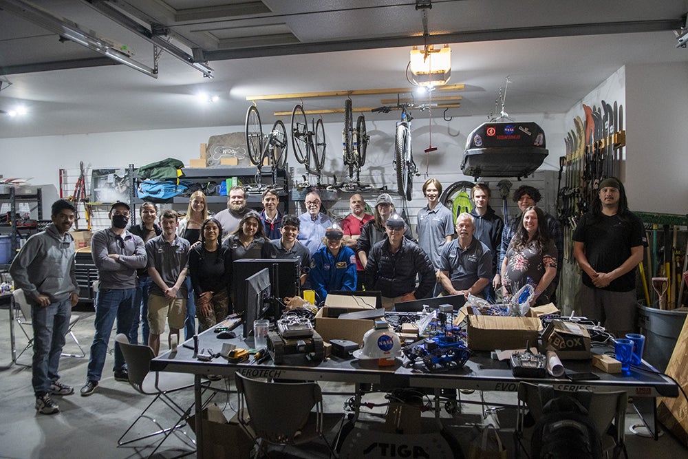 group photo in garage