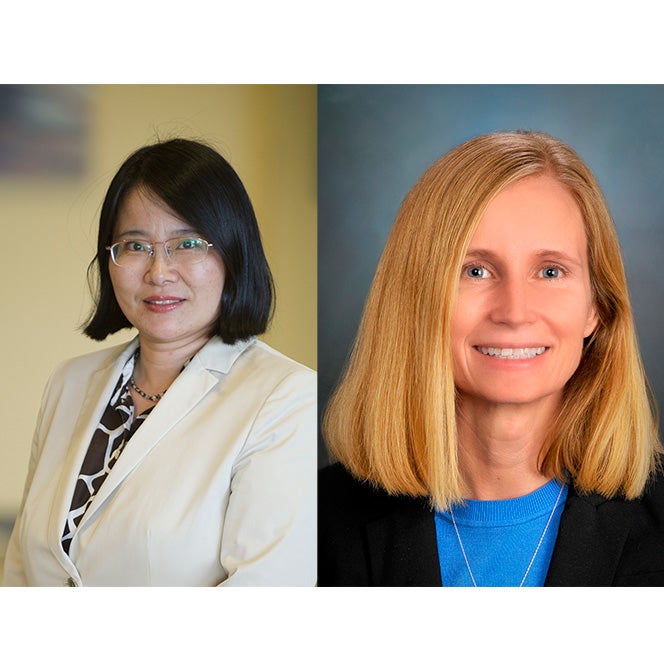 Headshots of Lucy Zhao and Jenny Alderden smiling.