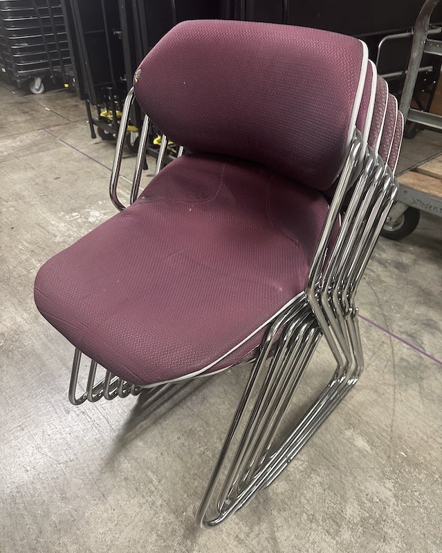 A stack of banquet chairs