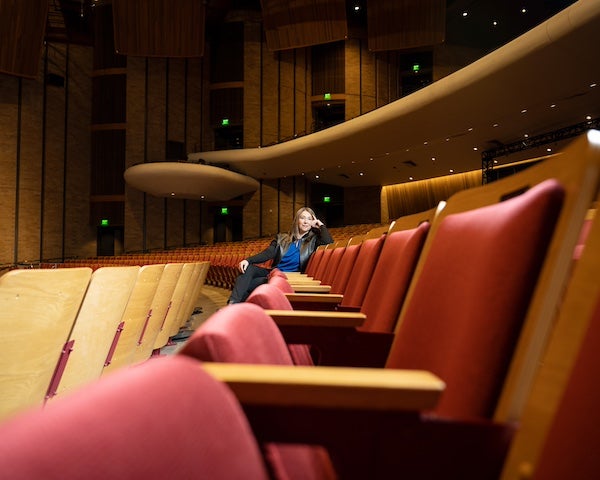 Laura Kendall inside the Morrison Center
